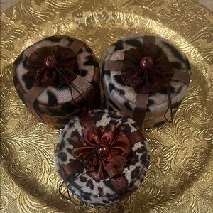 NEW Set of 3 Leopard Print Decorative Box Ornaments